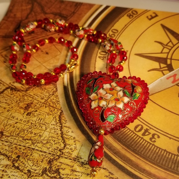 #0227 ❤️Cloissoné Statement Necklace❤️ - Picture 2 of 3